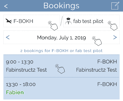 Booking list