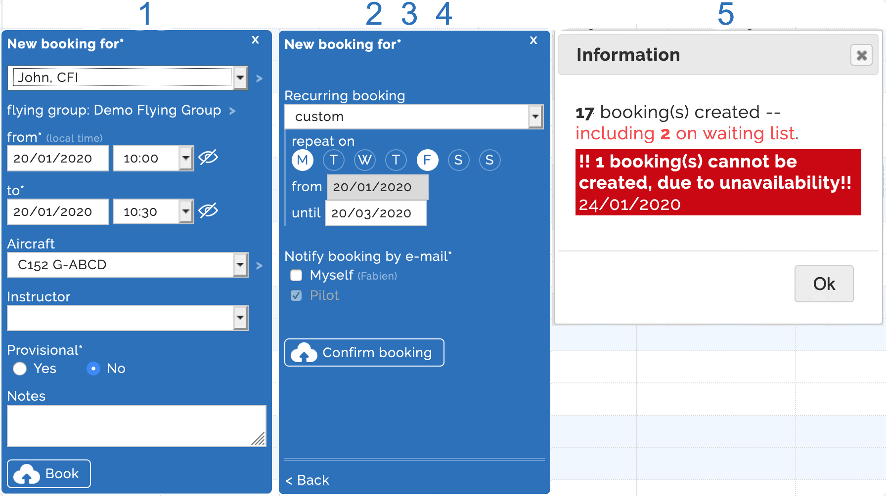 Recurring booking screenshot